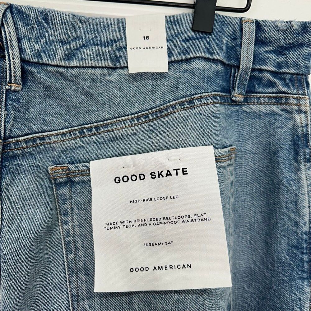 Good American Women’s Good Skate High Rise Wide Leg Indigo 756 - Picture 8 of 13